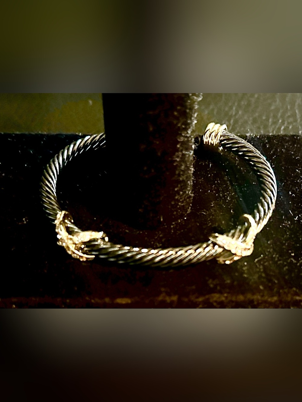 Gold and Black Twisted Cable Bracelet - Unbranded
